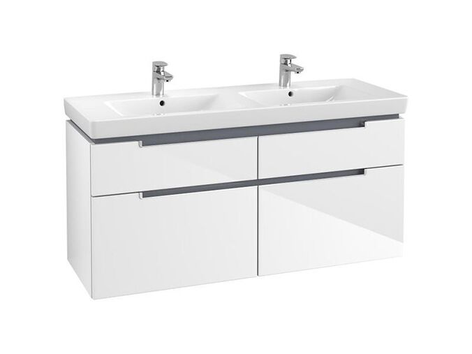 Villeroy & Boch Subway 2.0 skříňka pod dvojumyvadlo 128,7x59x44,9 cm, 4x zásuvka, Glossy White