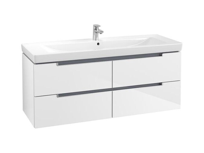 Villeroy & Boch Subway 2.0 skříňka pod umyvadlo 128,7x52x44,9 cm, 4x zásuvka, Glossy White