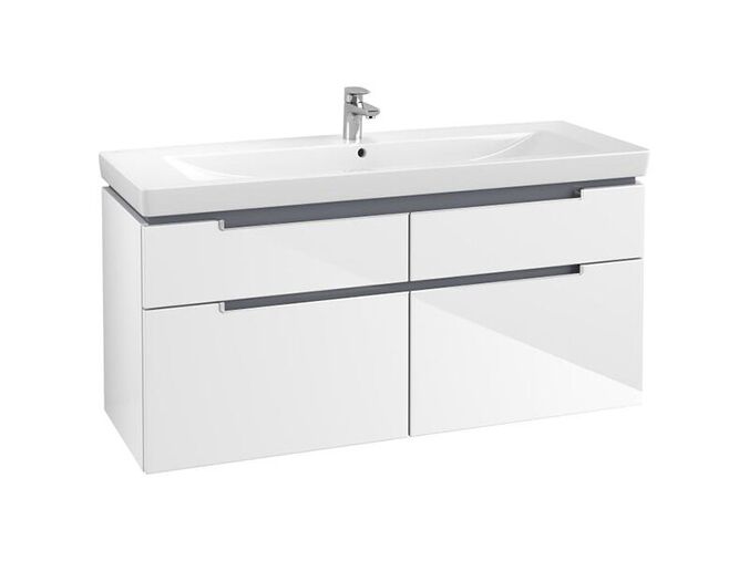 Villeroy & Boch Subway 2.0 skříňka pod umyvadlo 128,7x59x44,9 cm, 4x zásuvka, Glossy White