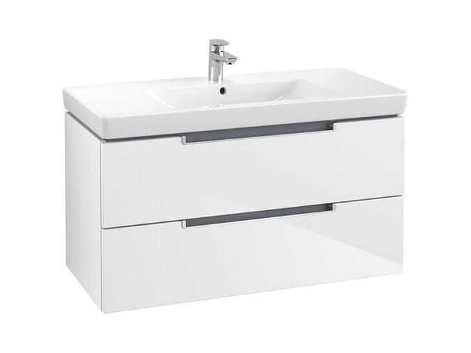 Villeroy & Boch Subway 2.0 skříňka pod umyvadlo 98,7x52x44,9 cm, 2x zásuvka, Glossy White