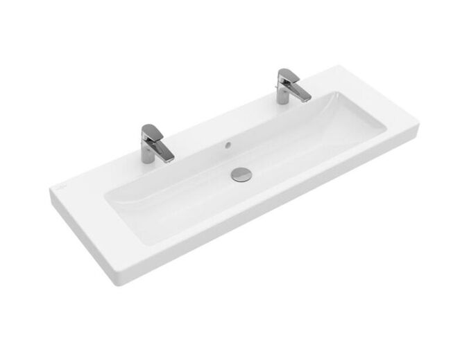 Villeroy & Boch Subway 2.0 umyvadlo 130x47 cm, 2x otvor pro baterii, s přepadem, CeramicPlus, bílá Alpin