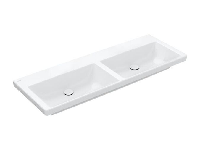 Villeroy & Boch Subway 3.0 dvojumyvadlo 130x47 cm, bez otvoru pro baterii, bez přepadu, CeramicPlus, bílá Alpin