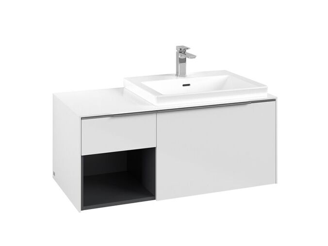 Villeroy & Boch Subway 3.0 skříňka pod umyvadlo s osvětlením 100,1x51,6x42,25 cm, 2x zásuvka, umyvadlo vpravo, Brilliant White