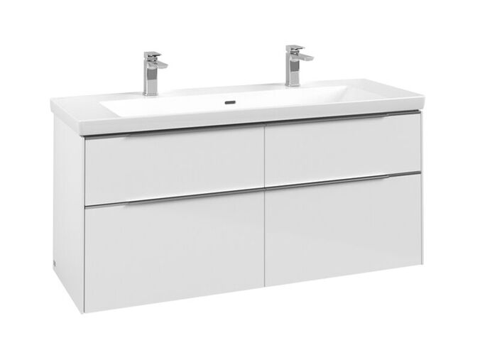 Villeroy & Boch Subway 3.0 skříňka pod umyvadlo s osvětlením 127,2x57,6x47,8 cm, 4x zásuvka, Brilliant White