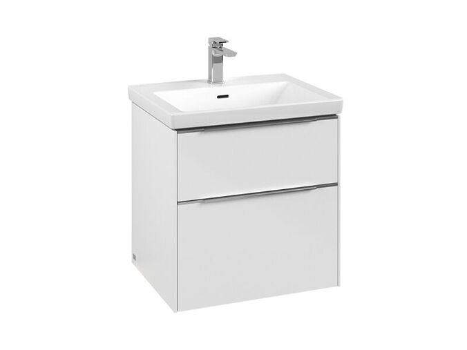 Villeroy & Boch Subway 3.0 skříňka pod umyvadlo s osvětlením 57,2x47,8x57,6 cm, 2x zásuvka, Brilliant White