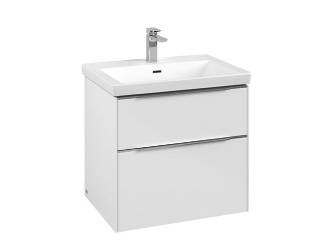 Villeroy & Boch Subway 3.0 skříňka pod umyvadlo s osvětlením 62,2x47,8x57,6 cm, 2x zásuvka, Brilliant White