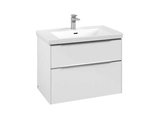 Villeroy & Boch Subway 3.0 skříňka pod umyvadlo s osvětlením 77,2x47,8x57,6 cm, 2x zásuvka, umyvadlo vlevo, Brilliant White