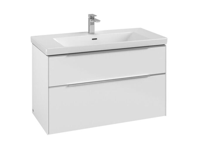 Villeroy & Boch Subway 3.0 skříňka pod umyvadlo s osvětlením 97,3x47,8x57,6 cm, 2x zásuvka, Brilliant White