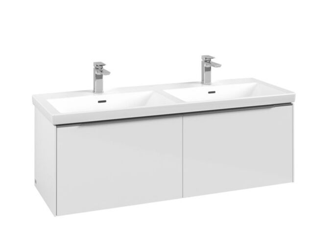 Villeroy & Boch Subway 3.0 skříňka pod umyvadlo s osvětlením 127,2x47,8x42,9 cm, 2x zásuvka, Brilliant White