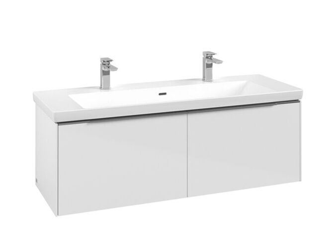 Villeroy & Boch Subway 3.0 skříňka pod umyvadlo s osvětlením 127,2x47,8x42,9 cm, 2x zásuvka, Brilliant White