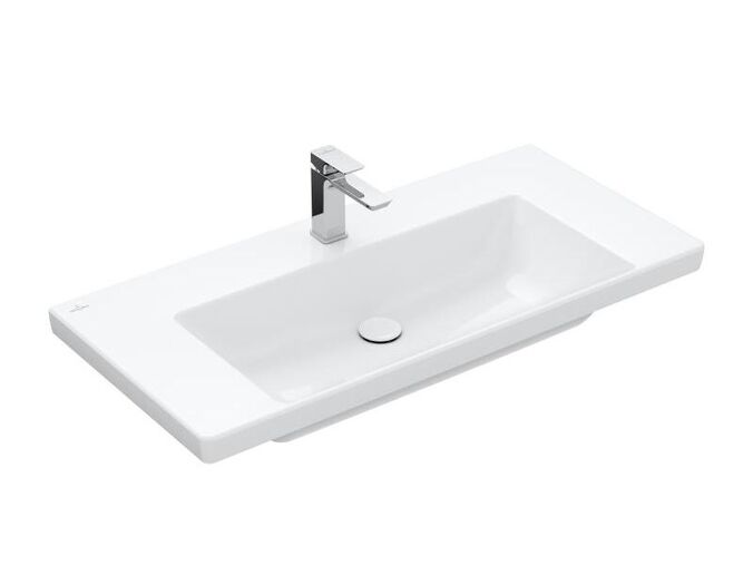 Villeroy & Boch Subway 3.0 umyvadlo 100x47 cm, otvor pro baterii, bez přepadu, CeramicPlus, bílá Alpin