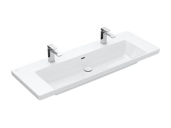 Villeroy & Boch Subway 3.0 umyvadlo 130x47 cm, 2 otvory pro baterii, s přepadem, CeramicPlus, bílá Alpin