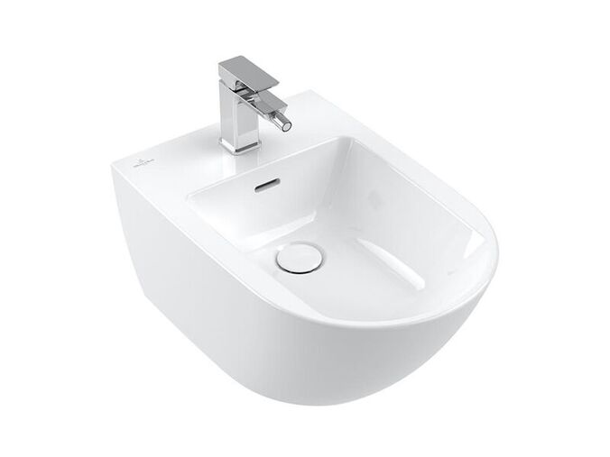 Villeroy & Boch Subway 3.0 závěsný bidet 37,5x56 cm, otvor pro baterii, s přepadem, CeramicPlus, bílá Alpin