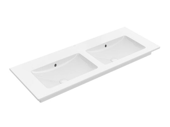 Villeroy & Boch Venticello dvojumyvadlo 130x50 cm, bez otvoru pro baterii, s přepadem, CeramicPlus, bílá Alpin