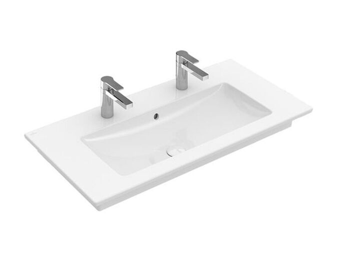 Villeroy & Boch Venticello umyvadlo 100x50 cm, 2x otvor pro baterii, s přepadem, CeramicPlus, bílá Alpin