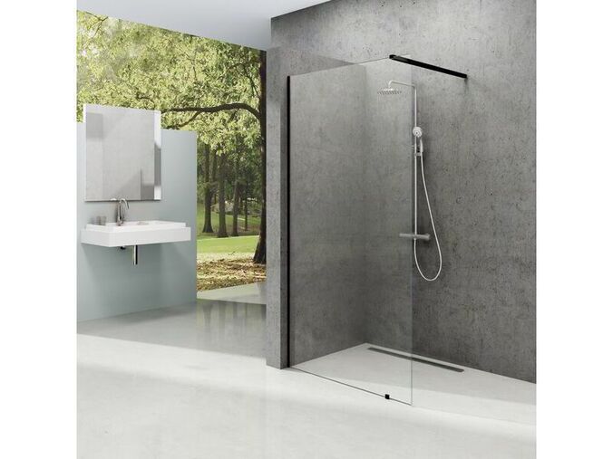 Ravak Walk-In Sprchový kout model Wall 60x200 cm, černá, dekor transparent