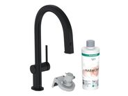 Hansgrohe Aqittura M91 Dřezová baterie s výsuvnou koncovkou a filtrací, sBox, matná černá